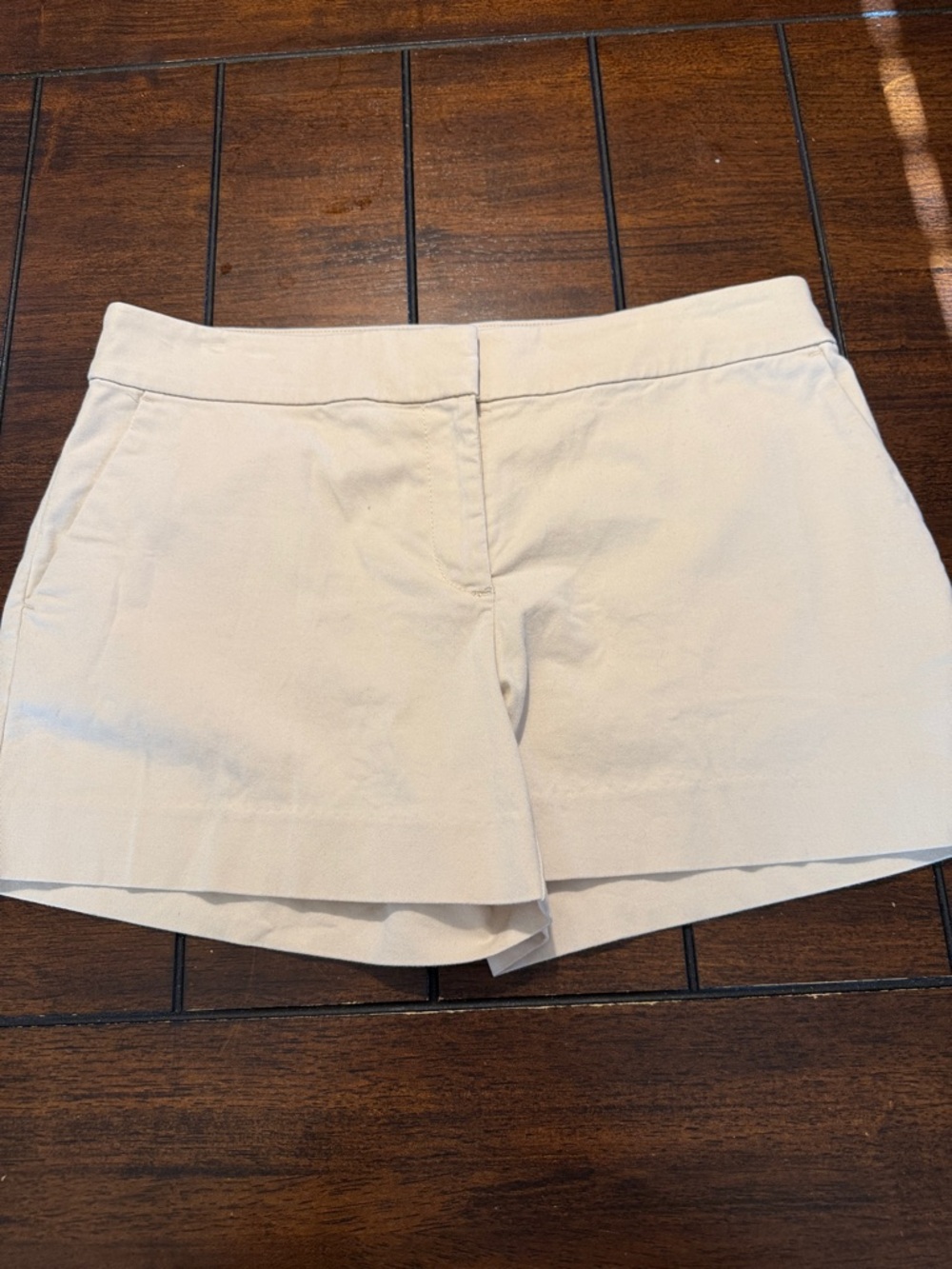 LOFT Cream High-Waist Tailored Shorts
